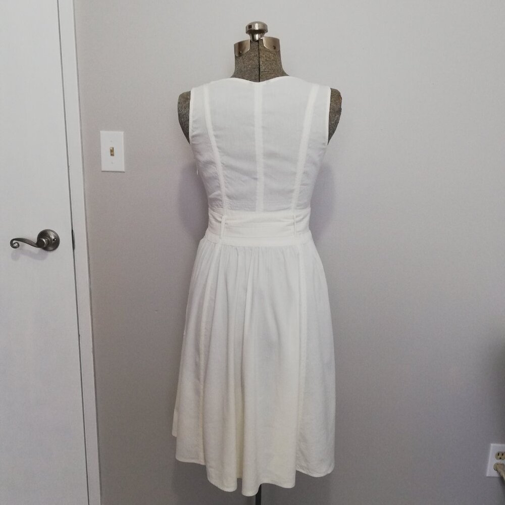 Theory White V-Neck Sleeveless Midi Dress with Belt - Picture 6 of 12